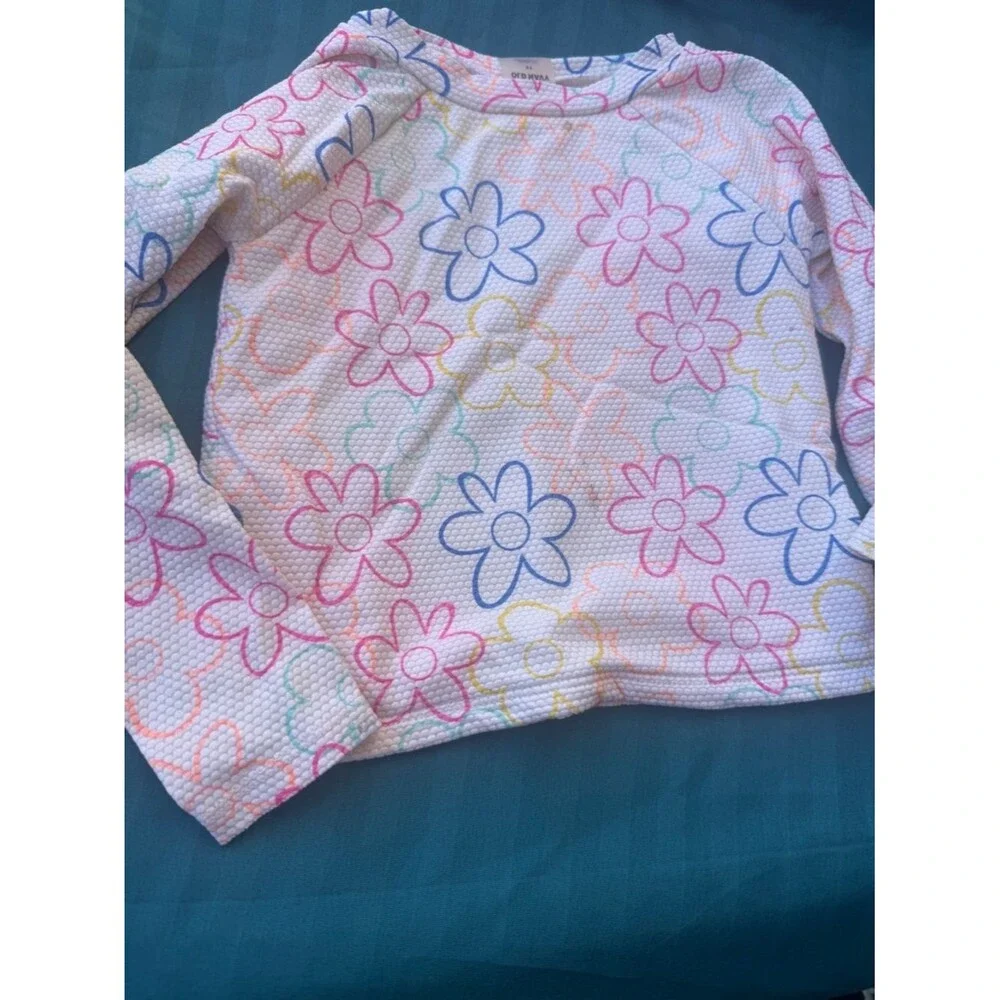 Old navy swim set 3t white Girls Floral Rash Guard textured Flowers A13
